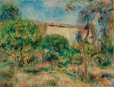 Paysage, la maison vue de la ferme - Pierre Auguste Renoir